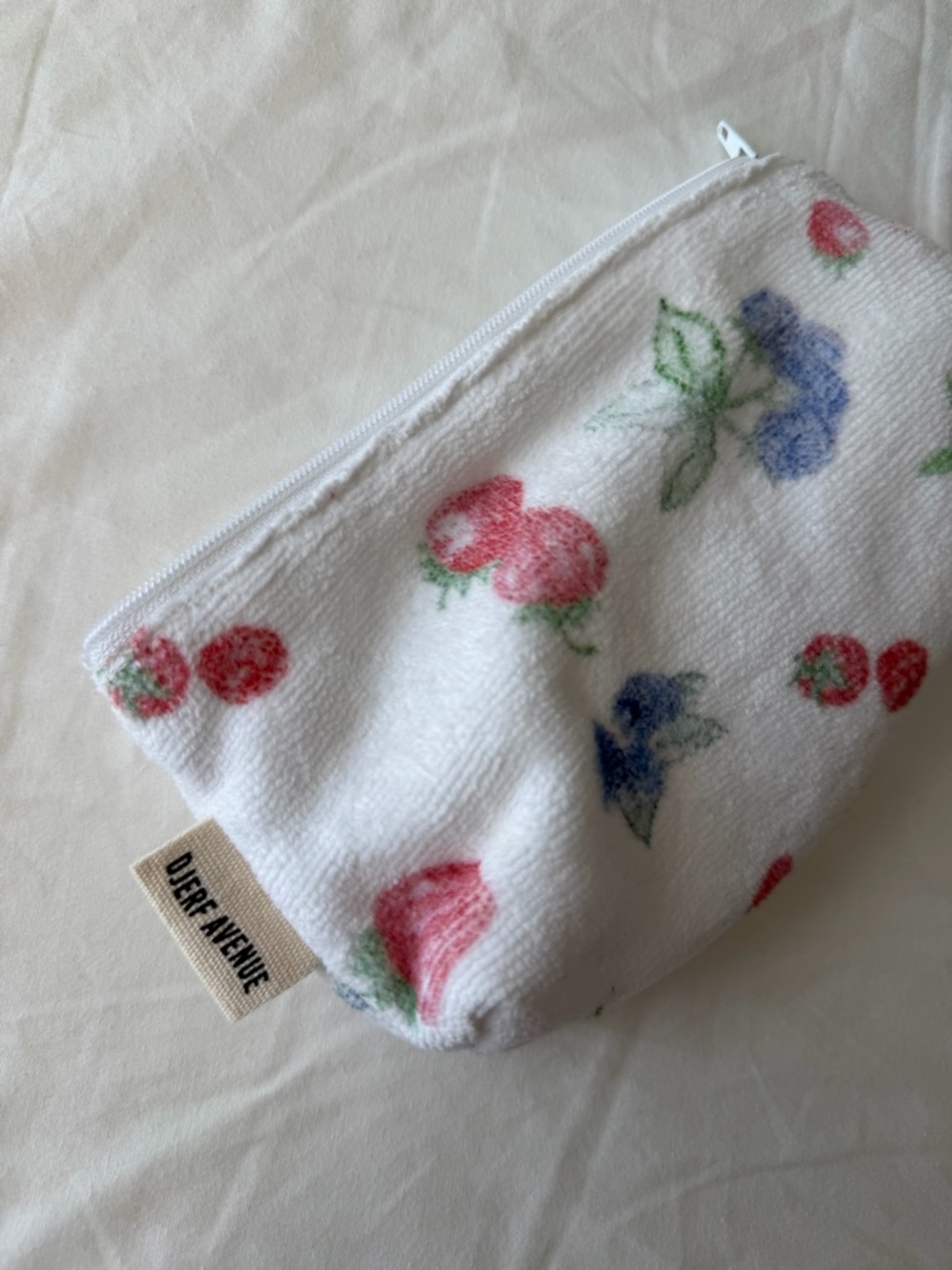 Djerf Avenue White Terry Pouch in berry Fruit Print - Picture 2 of 3